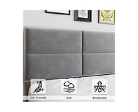 gaomon King Size Velvet Bed Frame with Headboard, Modern Upholstered Platform Bed, Mirror Stainless Steel Decoration, Wooden Slats Support, No Box Spr