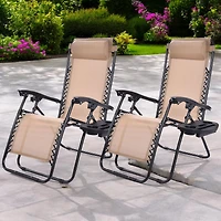 Slickblue Set of 2 Folding Outdoor Zero Gravity Lounge Chair Recliner