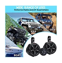 Pyle 4'' Waterproof Off-Road Speakers with Amplified Bluetooth Control Unit, 800W