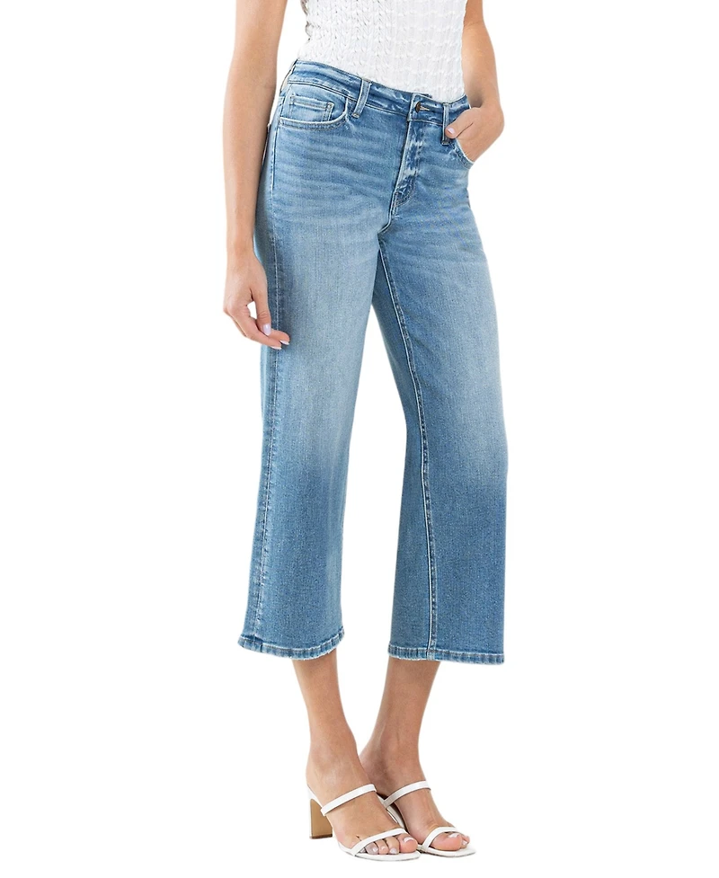 Flying Monkey Women's High Rise Crop Wide Leg Jeans