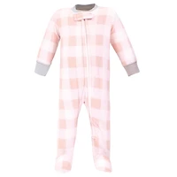 Hudson Baby Baby Girls Hudson Fleece Zipper Sleep and Play 2pk, Gray Pink Snowflake, 6-9 Months