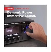 Pyle 300W Stereo Receiver with Built-in iPod Docking Station - Am/Fm Tuner, Usb Flash & Sd Card Readers, Subwoofer Control
