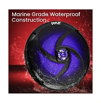 Pyle 8'' Marine Waterproof Speakers with Blue Led Lights, 320W, Black