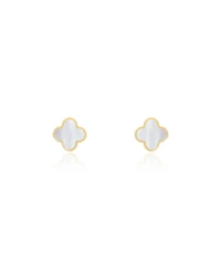 The Lovery Mini Mother of Pearl Clover Stud Earrings 14K Gold