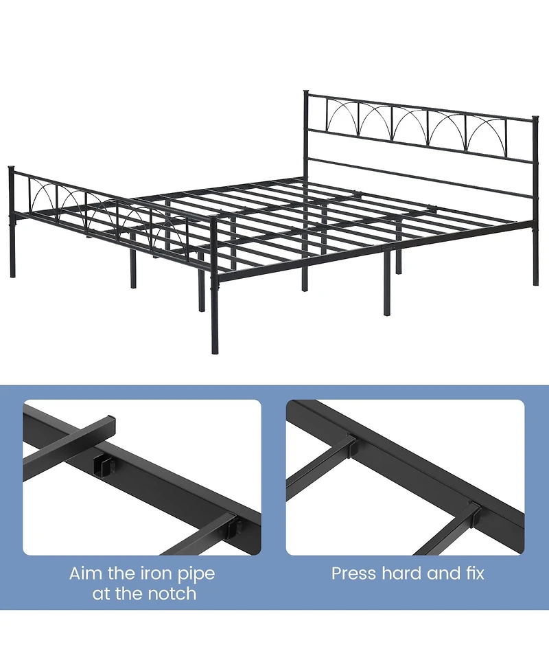 gaomon King Bed Frame with Headboard, 12.2" H Metal Platform Bed Frame