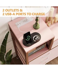 Dresser for Bedroom with 9 Drawer, Tv Stand with Charging Station, Fabric Chest of Drawers for Bedroom Dresser for Modern Design