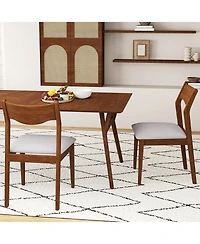 Gymax Wooden Dining Chair Set of w/ Rubber Wood Frame Wide Padded Seat