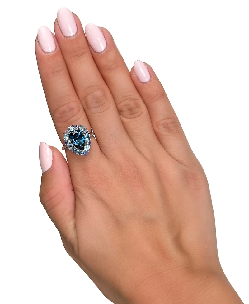 Le Vian Multi-Gemstone (4-1/2 ct. t.w.) & Diamond (1/6 ct. t.w.) Pear-Shape Ring in 14k White Gold