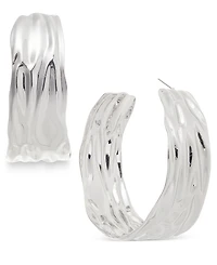 Macy's Silver-Tone Textured Wide Large Hoop Earrings, 2.5"