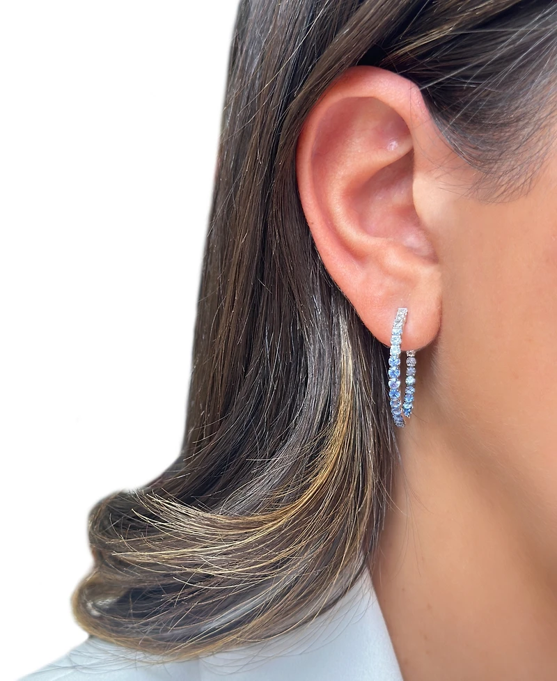 Le Vian Small Denim Ombre (1-3/4 ct. t.w.) & White Sapphire (3/8 ct. t.w.) Hoop Earrings in 14k White Gold, 1.02"