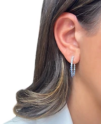 Le Vian Small Denim Ombre (1-3/4 ct. t.w.) & White Sapphire (3/8 ct. t.w.) Hoop Earrings in 14k White Gold, 1.02"