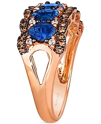 Le Vian Blueberry Sapphire (2-1/3 ct. t.w.), Chocolate Diamond (1/4 ct. t.w.) & Nude Diamond (1/10 ct. t.w.) Multi Row Ring in 14k Strawberry Gold