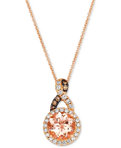 Le Vian Peach Morganite (1-3/8 ct. t.w.), Nude Diamond (1/4 ct. t.w.) & Chocolate Diamond (1/20 ct. t.w.) Round Pendant 20" Necklace in 14k Strawberry