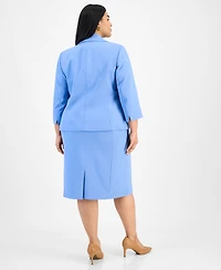 Le Suit Plus Size Button-Front Boxy Jacket & Sheath Dress Set