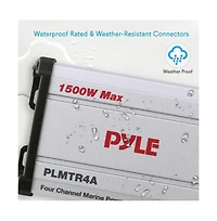 Pyle 4-Channel Waterproof PowerSport Amplifier, 1500W, Marine Grade