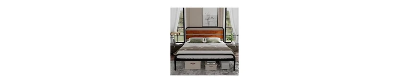 gaomon Bed Frame, King Size Platform Bed Frame with Wood Headboard, Heavy Duty Metal Slat Support, Easy Installation, Noise Free Design Mattress Found