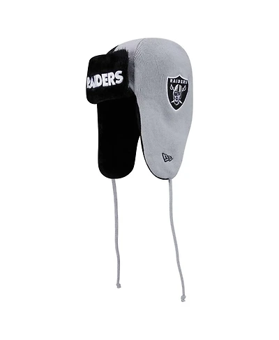 New Era Men's Silver Las Vegas Raiders Helmet Head Trapper Knit Hat