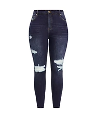 City Chic Plus Asha Jojo Distressed Detail Crop Jean
