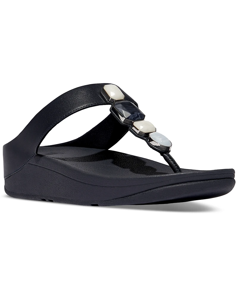 FitFlop Women's Fino Multi-Stone Leather Wedge Sandals
