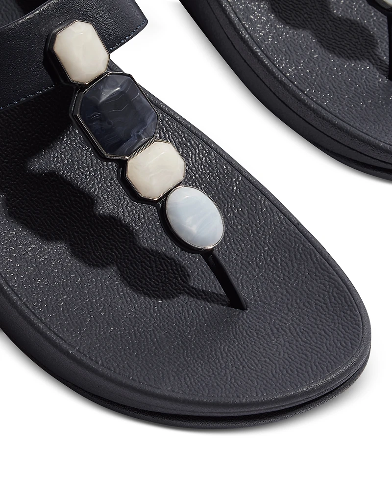FitFlop Women's Fino Multi-Stone Leather Wedge Sandals