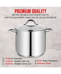 Bakken-Swiss Deluxe 14-Quart Stainless Steel Stockpot w/Tempered Glass See-Through Lid - Simmering Delicious Soups Stews & Induction Cooking