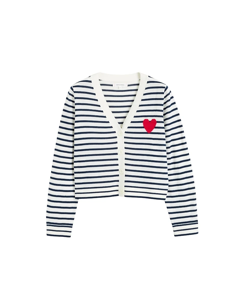 Chinti & Parker Women's Pure Merino Heart Breton Cardigan