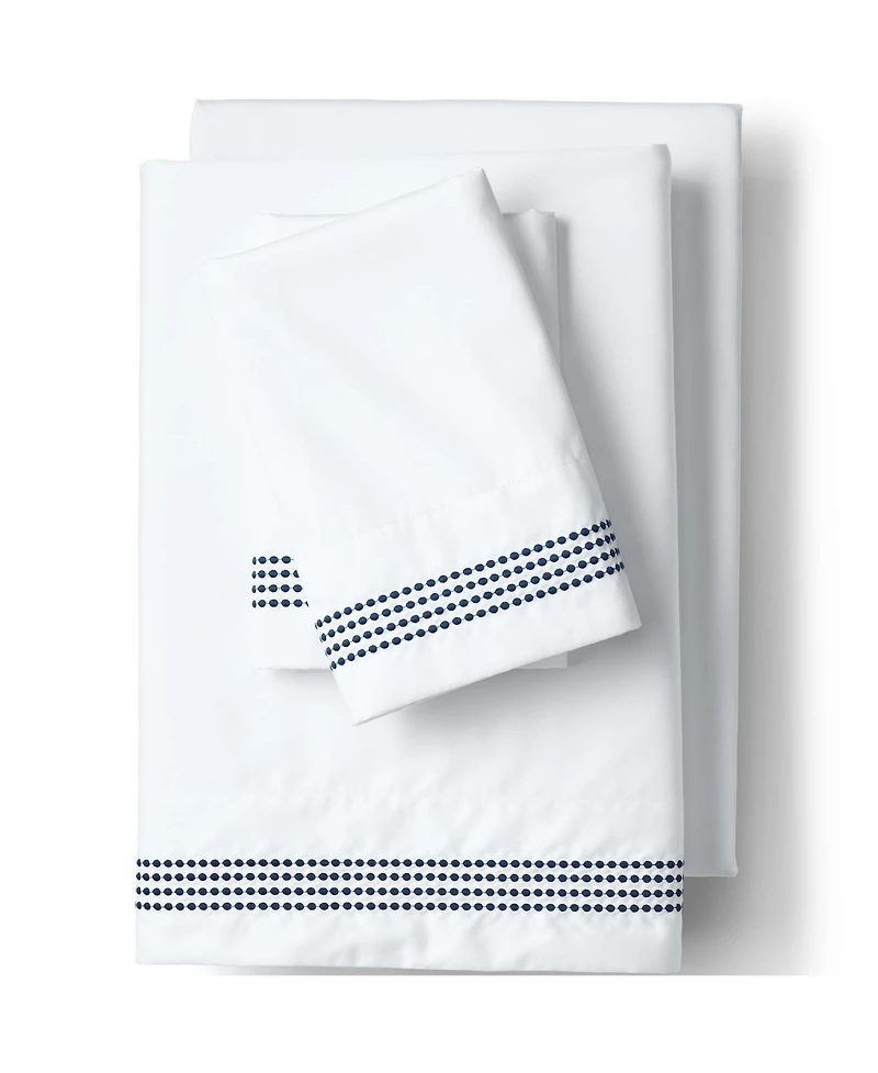 Lands' End Supima Cotton No Iron Sateen Embroidered Pillowcases - 400 thread count