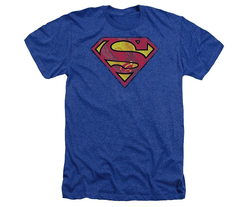 Superman Men's Action Shield Adult Heather Tee / T-Shirt