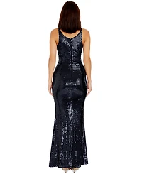 Dress the Population Women's Iris Sequined Side-Slit Gown