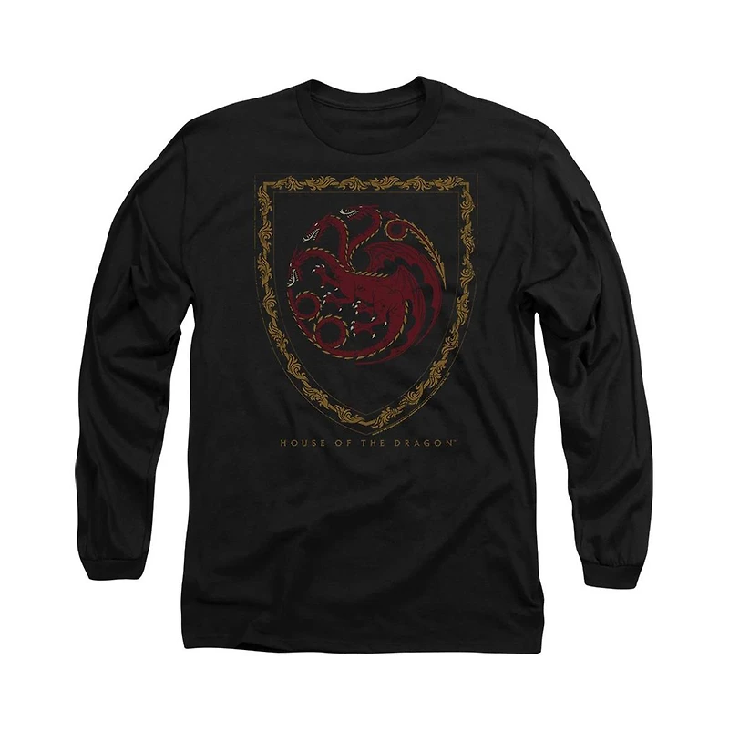 House Of The Dragon Mens Shield Vintage Dark Long Sleeve Adult Tee / T-Shirt