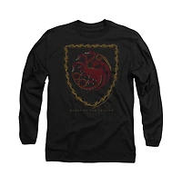House Of The Dragon Mens Shield Vintage Dark Long Sleeve Adult Tee / T-Shirt