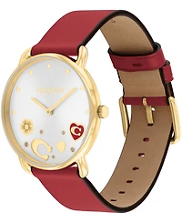 Coach Women's Elliot Red Leather Strap Watch, 36mm