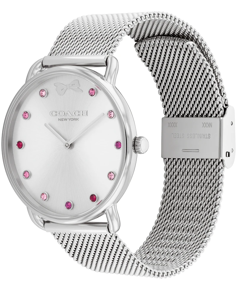 Coach Women's Elliot Silver Tone Stainless Steel Mesh Bracelet Watch, 36mm Gift Set