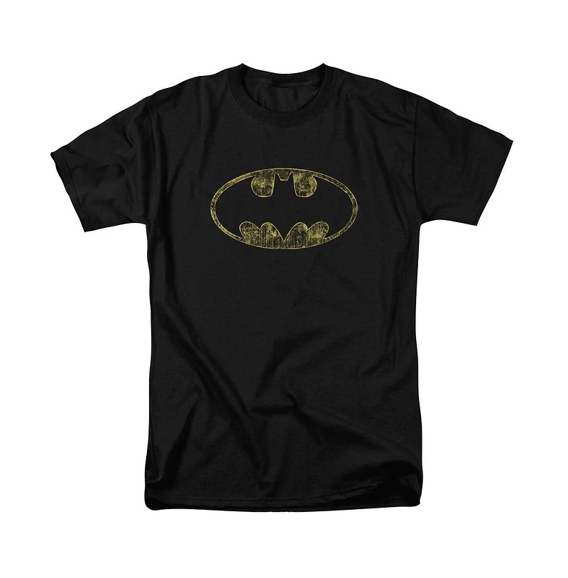 Batman Mens Tattered Logo Short Sleeve Adult Tee / T-Shirt