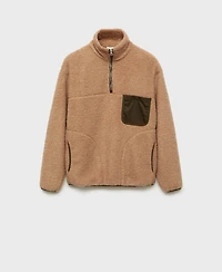 Mango Men's Regular-Fit Fleece Quarter-Zip Pullover