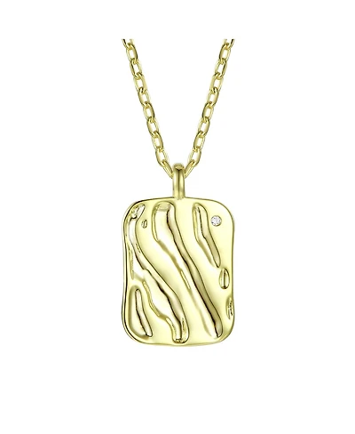 Genevive Sterling Silver 14K Gold Plated Square Pendant Necklace