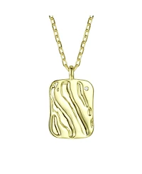 Genevive Sterling Silver 14K Gold Plated Square Pendant Necklace