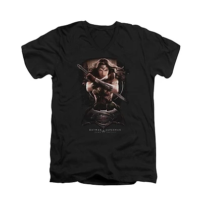 Batman V Superman Mens Wonder Woman Ground Zero Short Sleeve Adult Neck Premium Cotton Tee / T-Shirt