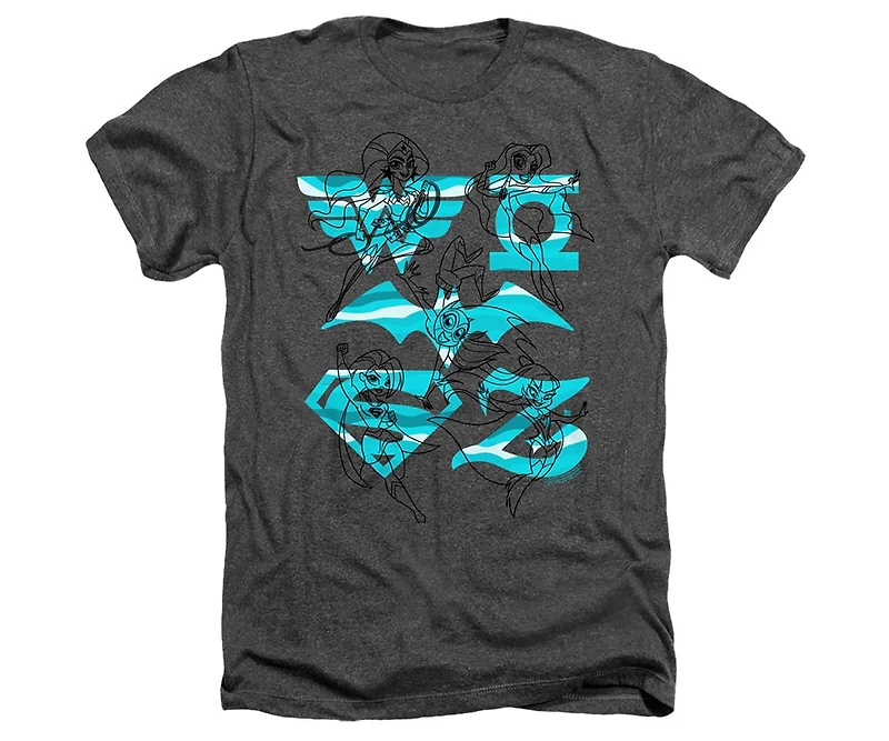 Dc Wonder Woman Men's Superhero Girls Comics Line Art Group Adult Heather Tee / T-Shirt
