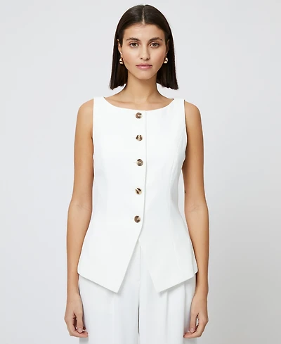 French Connection Women's Harrie Boat Neck Button-Front Vest