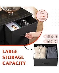 Wlive 10-Drawer Dresser Fabric Storage Tower for Bedroom Hallway Closets Tall Chest Organizer Unit with Textured Print Bins Steel Frame Wood To