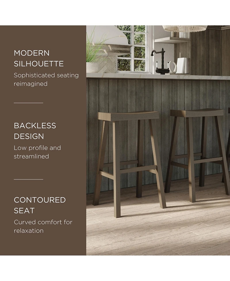 Maven Lane Vincent Wooden Rustic Kitchen Bar Stool, Antiqued Grey, Set of 2