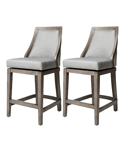 Maven Lane Vienna Counter Stool in Reclaimed Oak Finish, Ash Grey, Set of 2