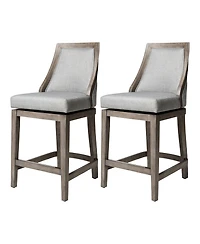Maven Lane Vienna Counter Stool in Reclaimed Oak Finish, Ash Grey, Set of 2