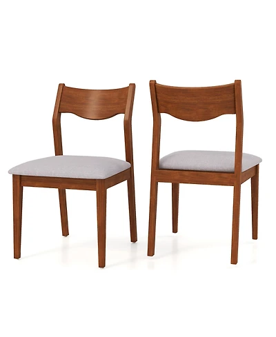 Gymax Wooden Dining Chair Set of 2 w/ Rubber Wood Frame Wide Padded Seat