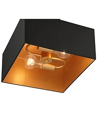 Possini Euro Design Artemis 12" Modern Semi Flush-Mount Ceiling Light Fixture Kitchen Foyer 2-Light Black Gold Finish Metal