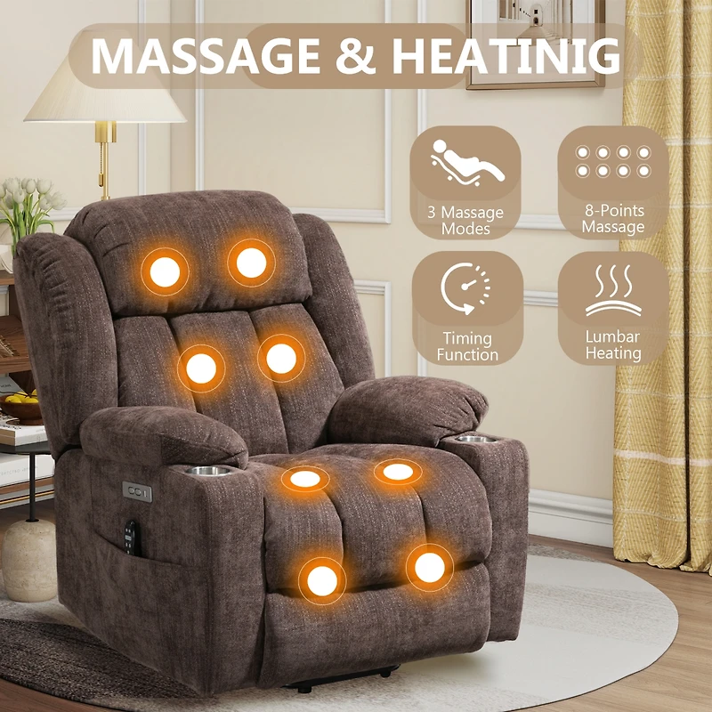 Up to 350 Lbs Power Lift Recliner Chair Heavy Duty Motion Mechanism with 8-Point Vibration Massage and Lumbar Heating