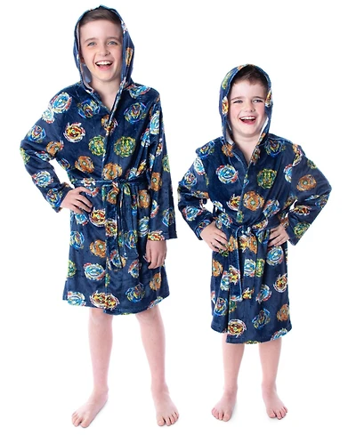 Beyblade Boys Burst Spinner Tops Graphic Fleece Hooded Robe Bathrobe
