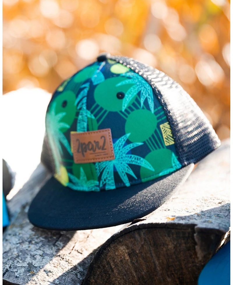 Deux par Deux Boy Printed Cap Green Jungle On Black - Toddler|Child