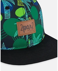 Deux par Deux Boy Printed Cap Green Jungle On Black - Toddler|Child
